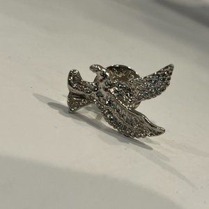 Silver Eagle Lapel Pin Silver Color Pin with Backing, 0.75 x 1" Clean